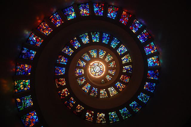 stained glass spiral circle