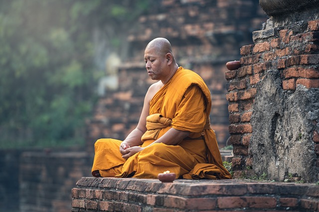 monk sitting buddhist