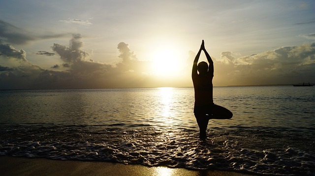 yoga sunset beach