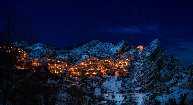 illuminated castelmezzano town